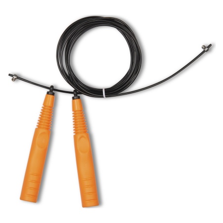 Купить Скакалка высокооборотная Кроссфит стальной шнур в оплетке 2.9 м чёрно-оранжевая в Ангарске 